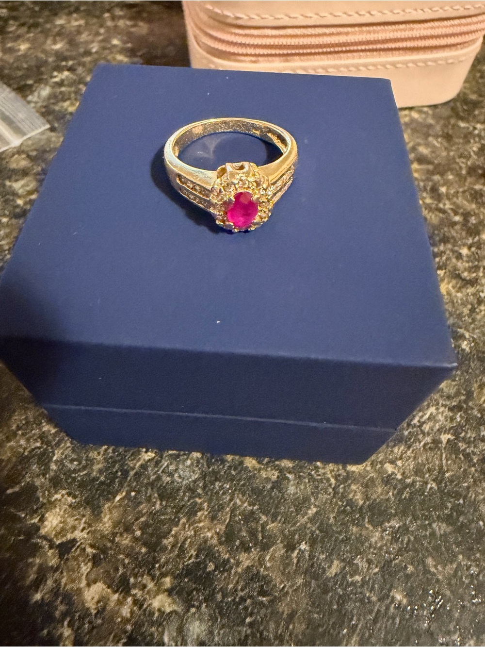 Gold Ring with Ruby Oval Gemstone